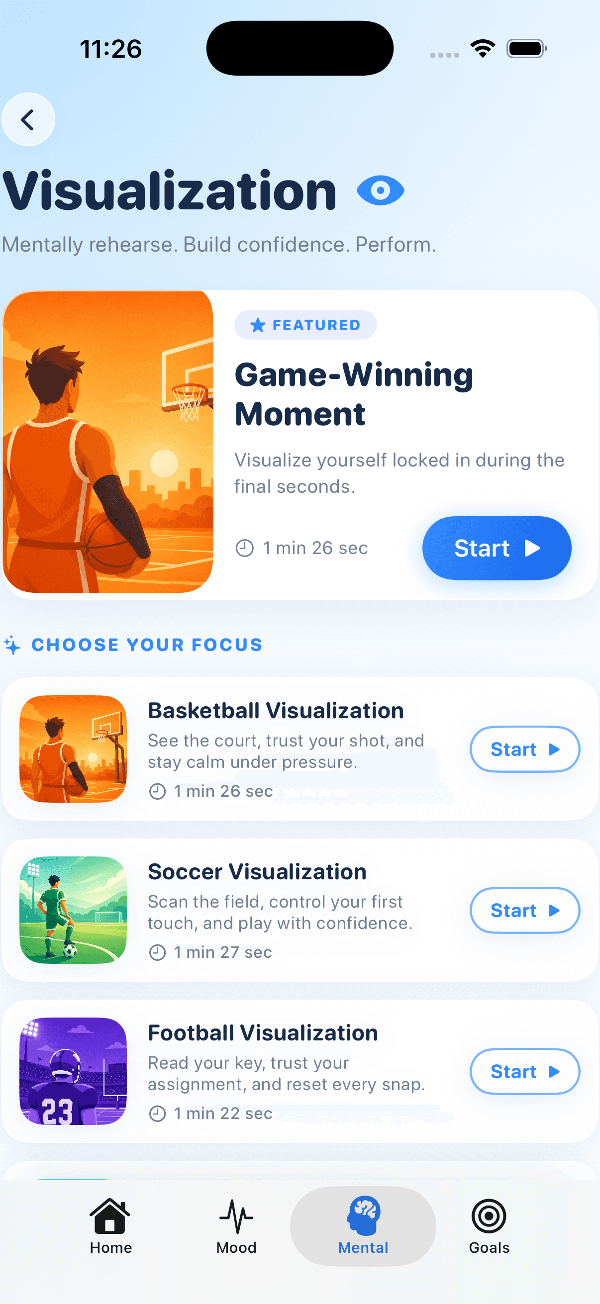 GameReady Visualization Practice screen